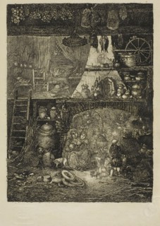 Interior, Peasant House in Haute-Garonne, 1858, Rodolphe Bresdin, French, 1825-1885, France,
