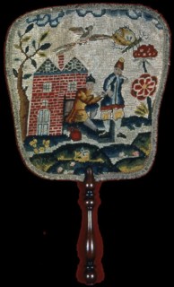 Fire Fans, 17th century, France, Linen, plain weave, embroidered with silk floss and wool yarns in
