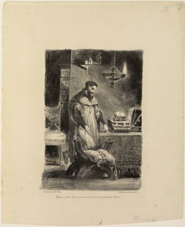 Faust in His Study, 1828, Eugène Delacroix, French, 1798-1863, France, Lithograph in black on ivory