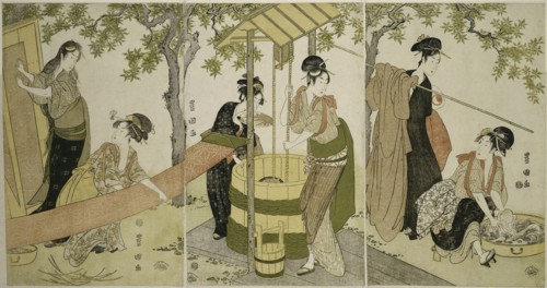 Doing the Laundry by the Well Curb (Idobata no sentaku to araihari), c. 1795, Utagawa Toyokuni I ??