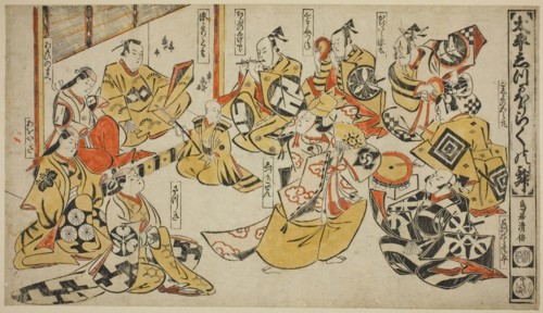 Scene from the Drama Lyric Dance of Shizuka Gozen (Taihei Shizuka Horaku no mai), c. 1711, Torii