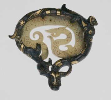 Garment Hook, Eastern Zhou dynasty (770–221 B.C.), China, Bronze inlaid with gold and silver and