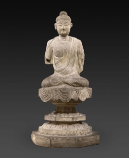 Buddha, Tang dynasty (A.D. 618–907), c. 725/50, China, Limestone with traces of polychromy, H. 219