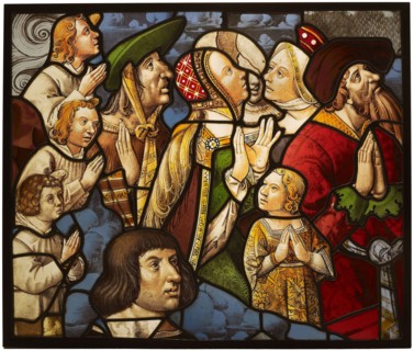 Saints and Worshippers in Adoration, 1510/15, French, Paris, France, Glass, vitreous paint, silver