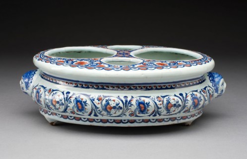 Cruet Stand, c. 1725, Rouen, France, Rouen, Tin-glazed earthenware (faience), 24.8 × 16.5 × 7.8 cm