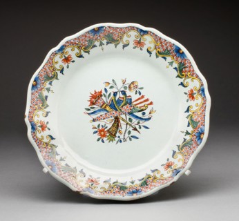 Plate, c. 1760, France, Rouen, Rouen, Tin-glazed earthenware (faience), 3.7 × 24.9 cm (1 7/16 × 9