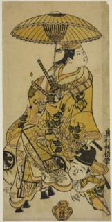 The Actors Nakamura Takesaburo as Shikishi Naishinno and Tsuruya Nanboku as Gengoro in the play