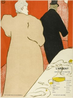 Program for L’Argent, 1895, Henri de Toulouse-Lautrec, French, 1864-1901, France, Color lithograph