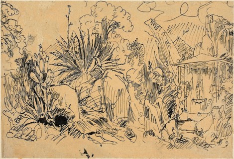 African Village, n.d., Rodolphe Bresdin, French, 1825-1885, France, Pen and black ink over