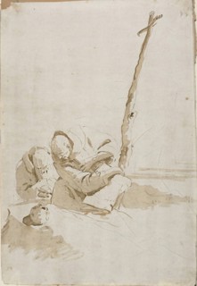 Two Monks Contemplating a Skull, c. 1730–35, Giambattista Tiepolo, Italian, 1696-1770, Italy, Brush