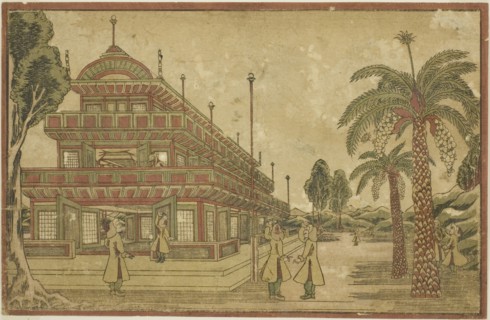 Newly Published Dutch Perspective View: The Tomb of King Mausolus in Asia, c. 1824/25, Utagawa