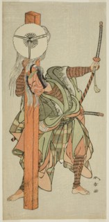 The Actor Ichikawa Danjuro V as Atomi no Ichii in the Play Miya-bashira Iwao no Butai, Performed at