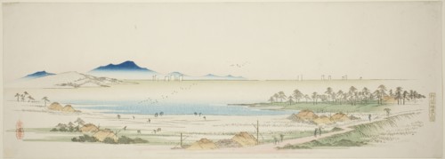 Salt Beach at Gyotoku (Gyotoku shiohama no zu), from an untitled series of famous views of the Edo
