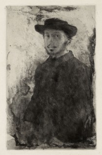 Self-Portrait, 1857, Edgar Degas, French, 1834-1917, France, Etching in black on ivory laid paper,