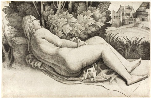 Woman Reclining in a Landscape, 1508/09, Giulio Campagnola, Italian, c. 1482-1515/18, Italy,