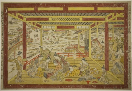 Enjoying the Evening Cool near Ryogoku Bridge (Ryogoku bashi yusuzumi uki-e), c. 1740, Okumura