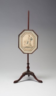 Pole Screen with Venus and Cupid, Late 18th century, England, Mahogany, hand colored engraving,
