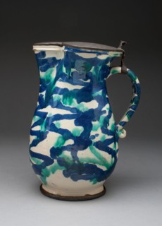 Jug, 1700/25, Austria, Gmunden, Austria, Tin-glazed earthenware (faience) and pewter, 27.3 x 19.4