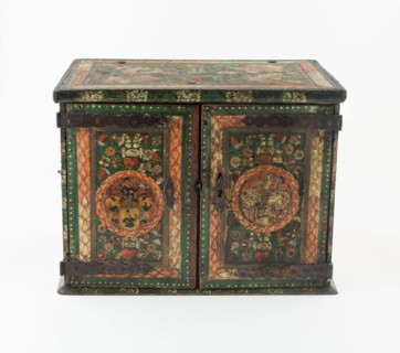Marriage Chest, Early to mid 18th century, Bavaria, Germany, Wood, painted and gilded, metal