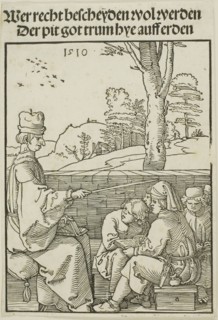 The School Teacher, 1510, Albrecht Dürer, German, 1471-1528, Germany, Woodcut in black on ivory