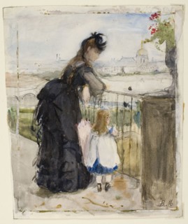 On the Balcony, 1871/72, Berthe Morisot, French, 1841-1895, France, Watercolor, with touches of