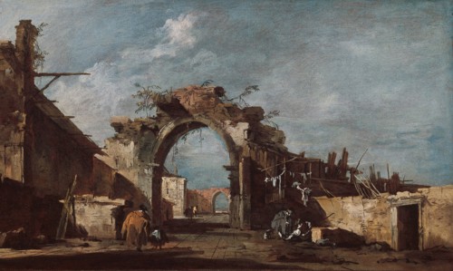 Ruined Archway, 1775/93, Francesco Guardi, Italian, 1712-1793, Italy, Oil on canvas, 11 5/8 x 19