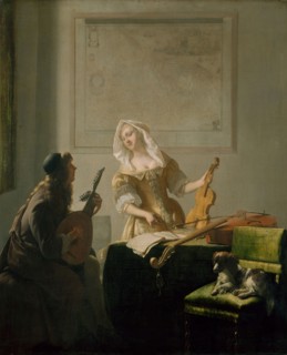The Music Lesson, 1671, Jacob Ochtervelt, Dutch, 1634-1682, Holland, Oil on canvas, 80.2 × 65.5 cm
