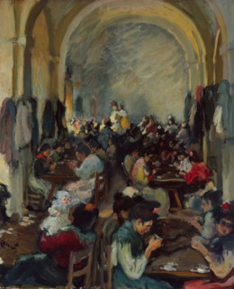 Cigar Making in Seville, 1899, Ricardo Canals y Llambí, Spanish, 1876-1931, Seville, Oil on canvas,