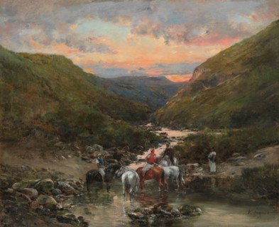 Ravine Near Biskra, 1890/1900, Victor Pierre Huguet, French, 1835-1902, France, Oil on canvas, 14