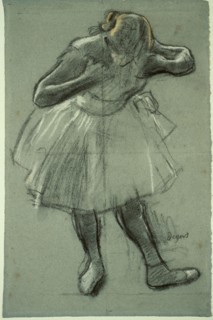 Dancer Bending Forward, 1874/79, Edgar Degas, French, 1834-1917, France, Charcoal with stumping,