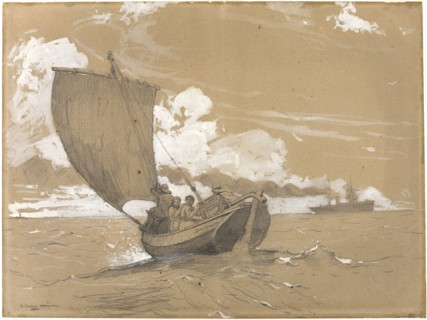 Fishing off Scarborough, 1882, Winslow Homer, American, 1836-1910, United States, Graphite and