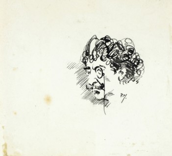 Sketch of Whistler’s Head, c.1895, Philip William May, English, 1864-1903, England, Pen and black