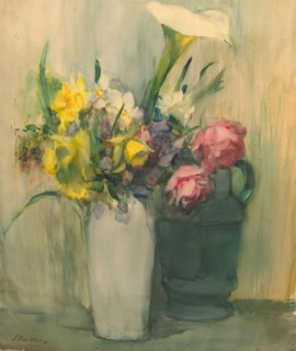 Flowers, 1880, Julian Alden Weir, American, 1852-1919, United States, Watercolor and gouache on