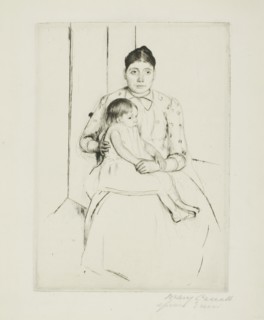 Repose, 1890, Mary Cassatt, American, 1844-1926, United States, Etching on ivory laid paper, 231 x