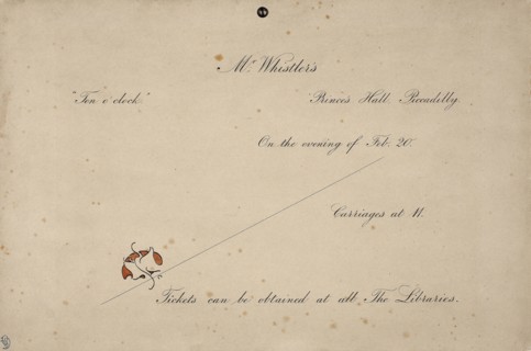 Invitation to Mr. Whistler’s Ten O’clock, 1885, James McNeill Whistler, American, 1834-1903, United