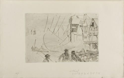 Stevens’ Boat Yard, 1859, James McNeill Whistler, American, 1834-1903, United States, Etching and