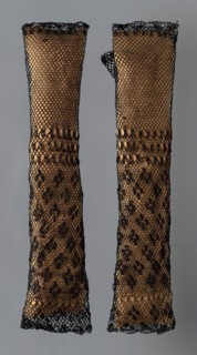 Pair of Mittens, 1825/75, Europe or United States, Europe, Silk, bands of bunch, Valenciennes,