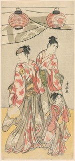 The Actors Yamashita Mangiku, Iwai Hanshiro IV, and Iwai Kumesaburo from a pentaptych of eleven