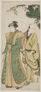The Actor Segawa Kikunojo III and his attendant making cermonial rounds at New Year’s, c. 1783,