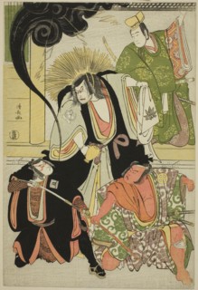The Actors Nakayama Kojuro VI (Nakamura Nakazo I) as Hatchotsubute no Kiheiji, Otani Hiroji III as