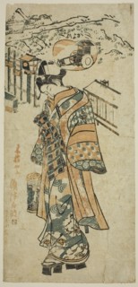 Visiting (Kayoi), a parody of Shosho visiting Komachi, c. 1740s, Attributed to Mangetsudo,