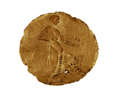 Finger Ring Depicting Aphrodite, late 4th century BC, Greek, Ancient Greece, Gold, Diameter of