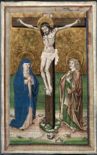 Crucifixion with the Virgin Mary and Saint John (recto), Saint Sebald with the Donors Paul Volkmayr