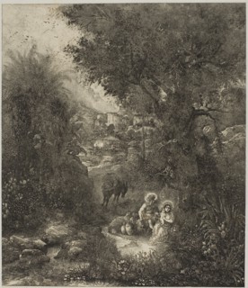 Rest on the Flight into Egypt with Saddled Donkey, 1871, Rodolphe Bresdin, French, 1825-1885,