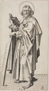 Saint Simon, c. 1500, Master F.V.B., Netherlandish, active 1475-1500, Bruges, Engraving on paper,