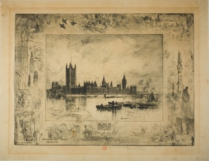 Westminster Palace, London, 1884, Félix Hilaire Buhot, French, 1847-1898, France, Etching and