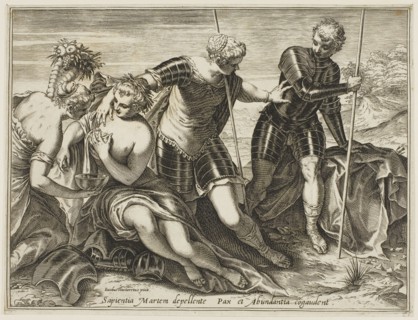 Mars Driven Away from Peace and Abundance by Minerva, 1589, Agostino Carracci (Italian, 1557-1602),