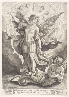 St Michael Triumphing Over the Dragon, 1584, Jerome Wierix (Flemish, 1553-1619), after Martin de