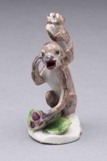 Two Monkeys, c. 1755, Bow Porcelain Factory, London, England, 1744-1775, Bow, Soft-paste porcelain,