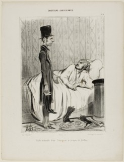 Early morning visit of a creditor concerning the boots, plate 4 from Émotions Parisiennes, 1839,